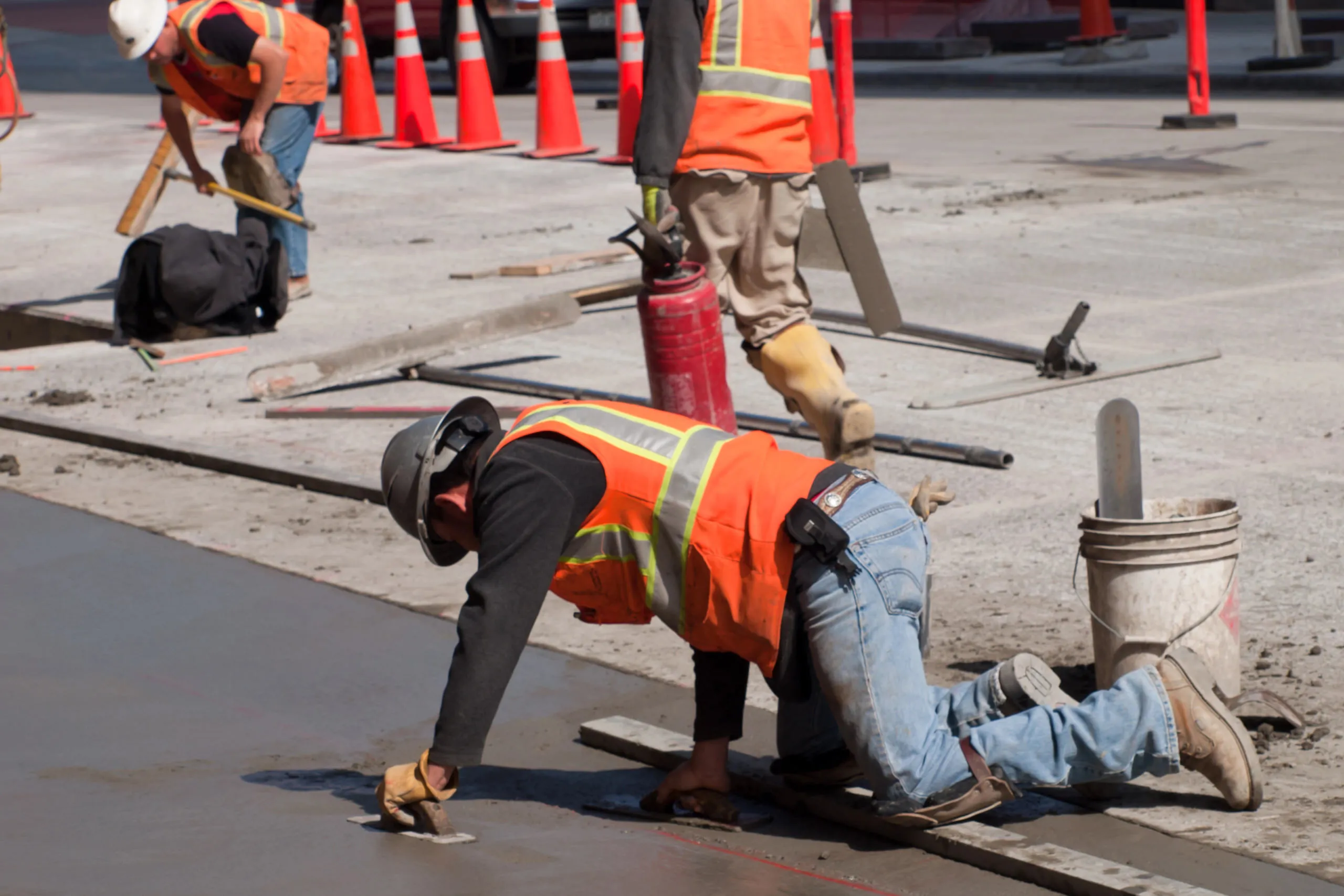 Man working with concrete