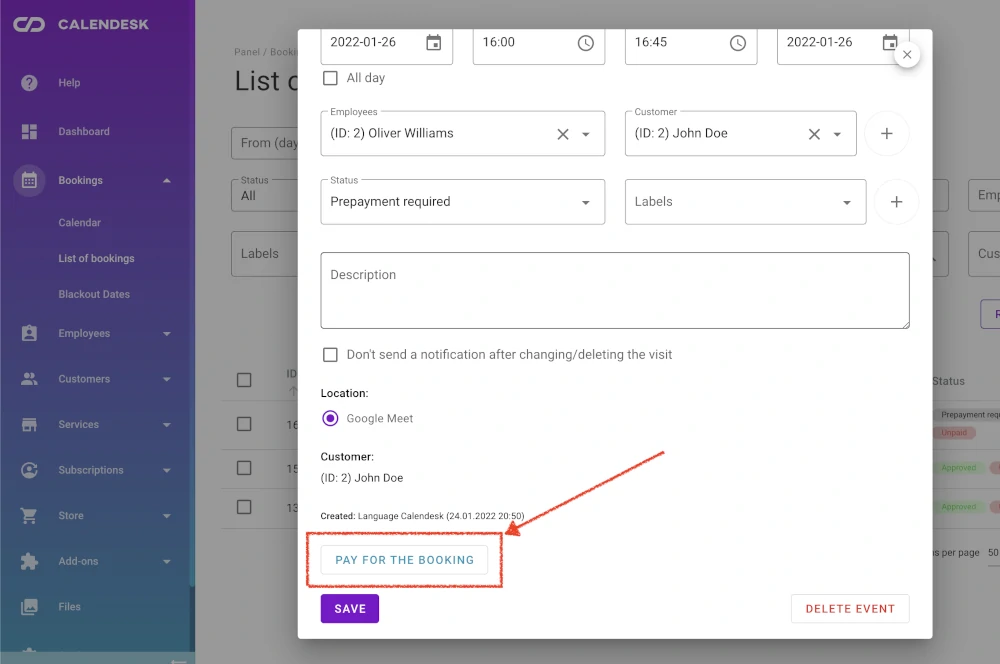 Online booking prepayments - paying for a booking