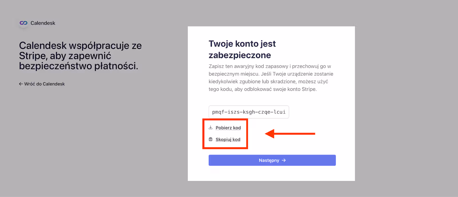 Kod zapasowy – zabezpieczenie konta. 