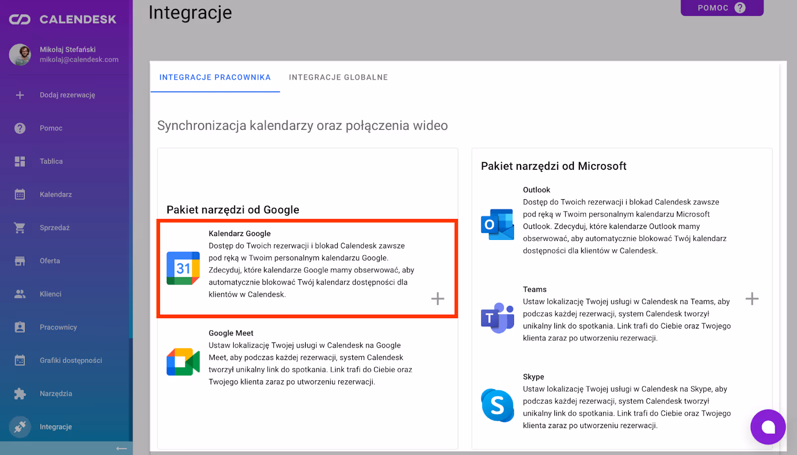 Integracja Google.