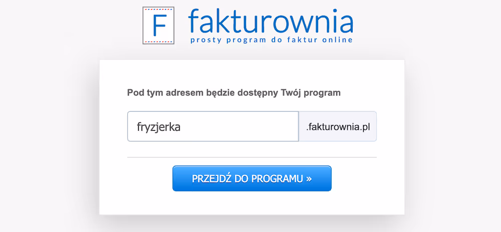 Pole na adres URL konta.