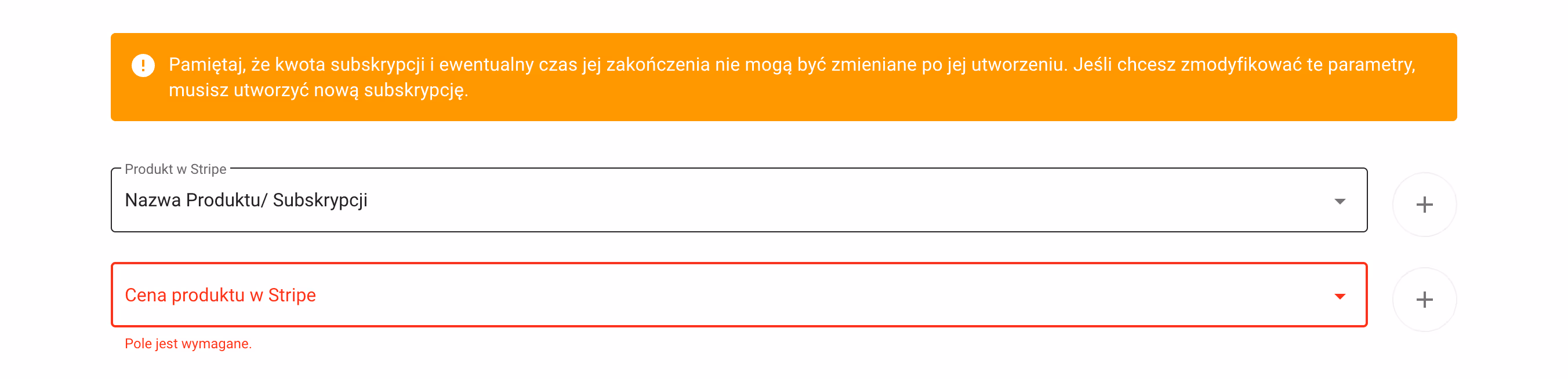 Nazwa i cena produktu/subskrypcji.