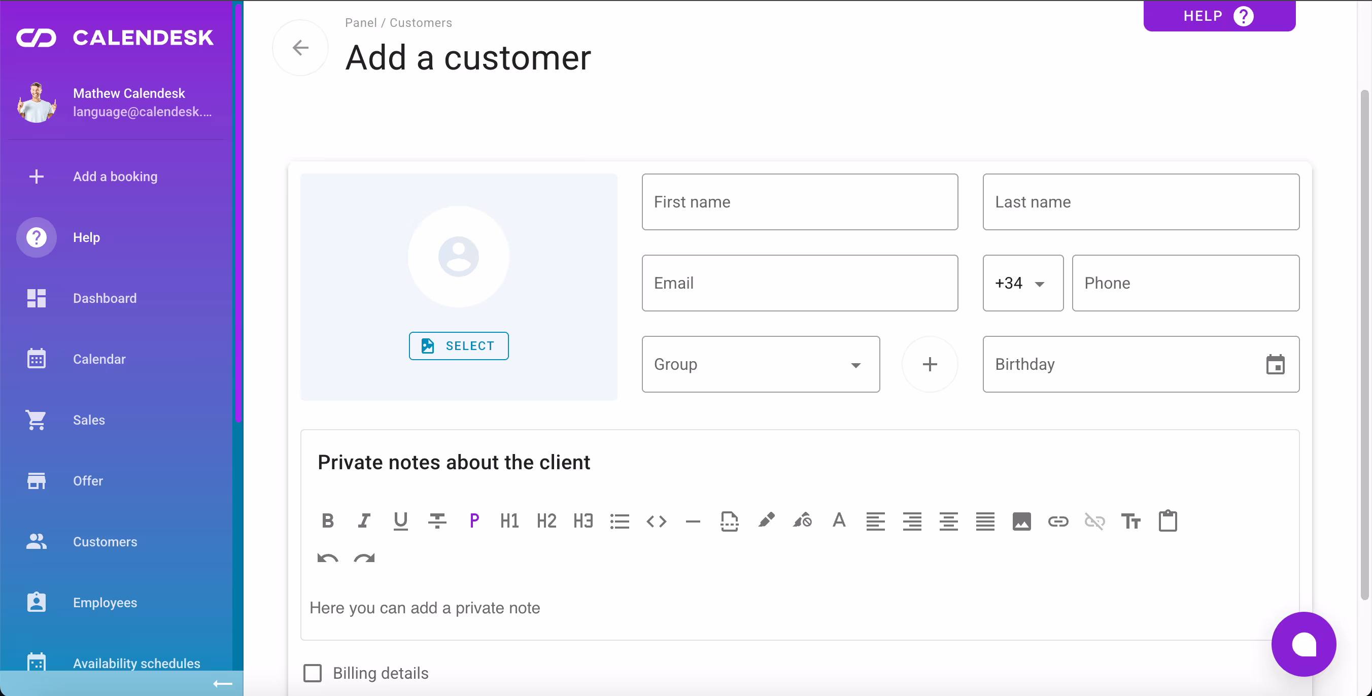 Add a customer.
