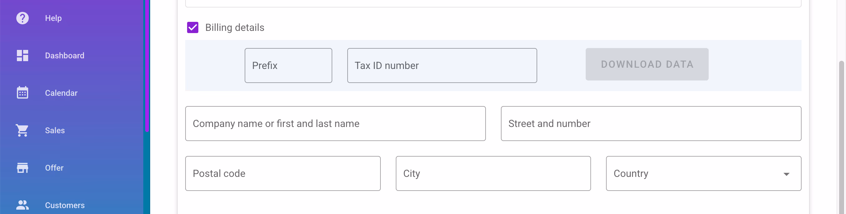 Invoice details.