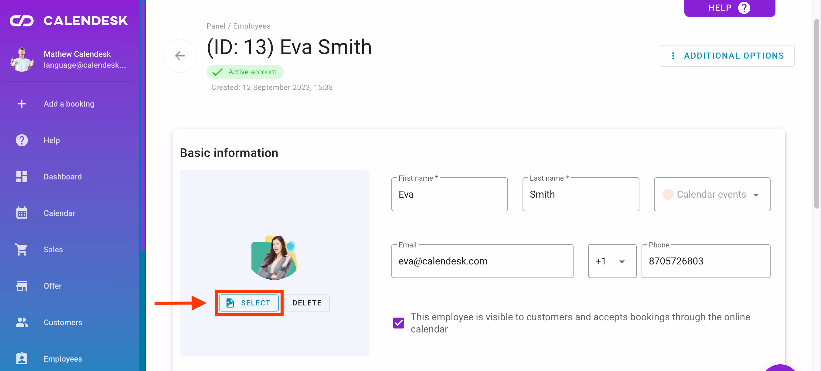 How to add an employees' picture.