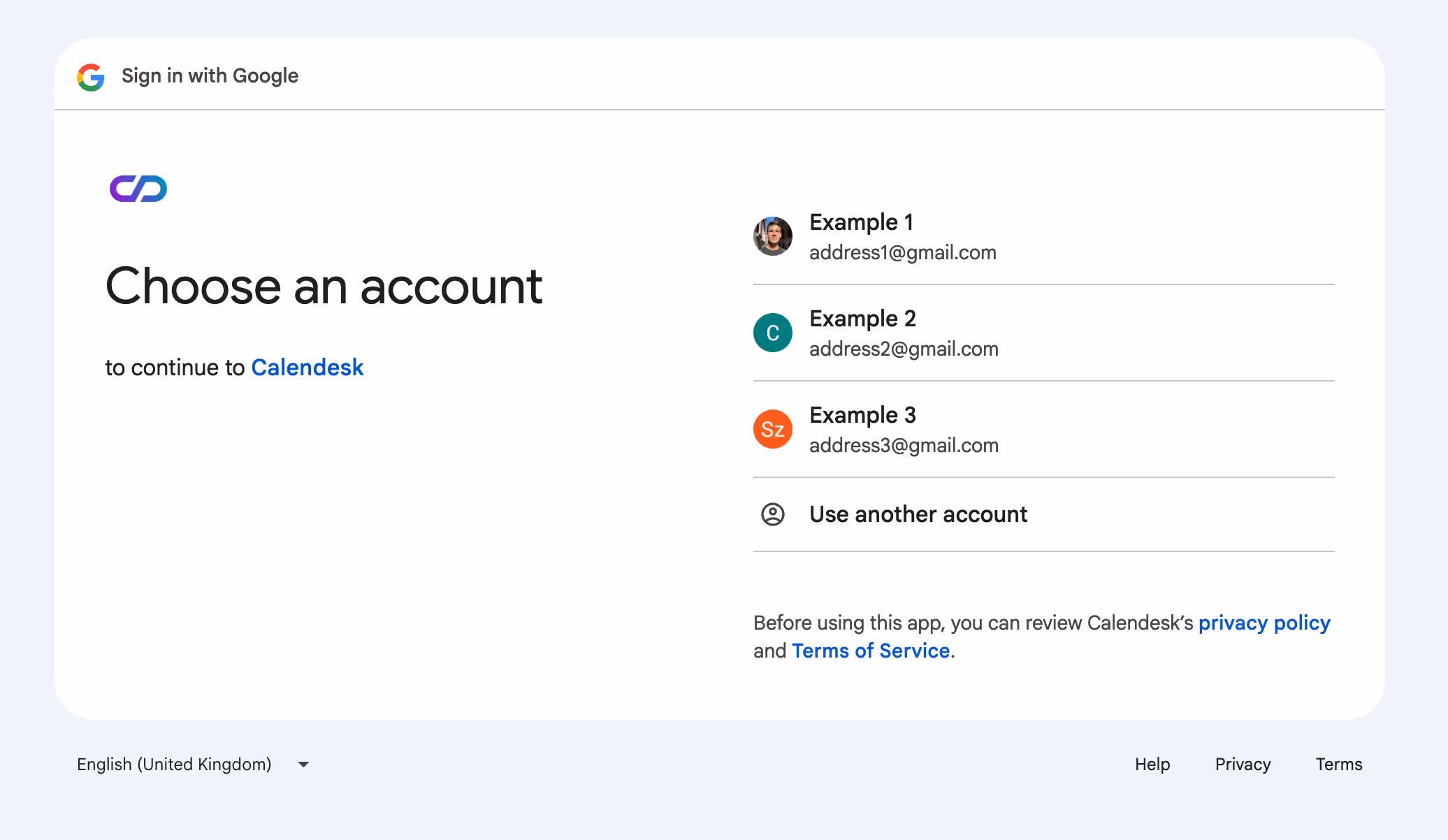 Select Google account.