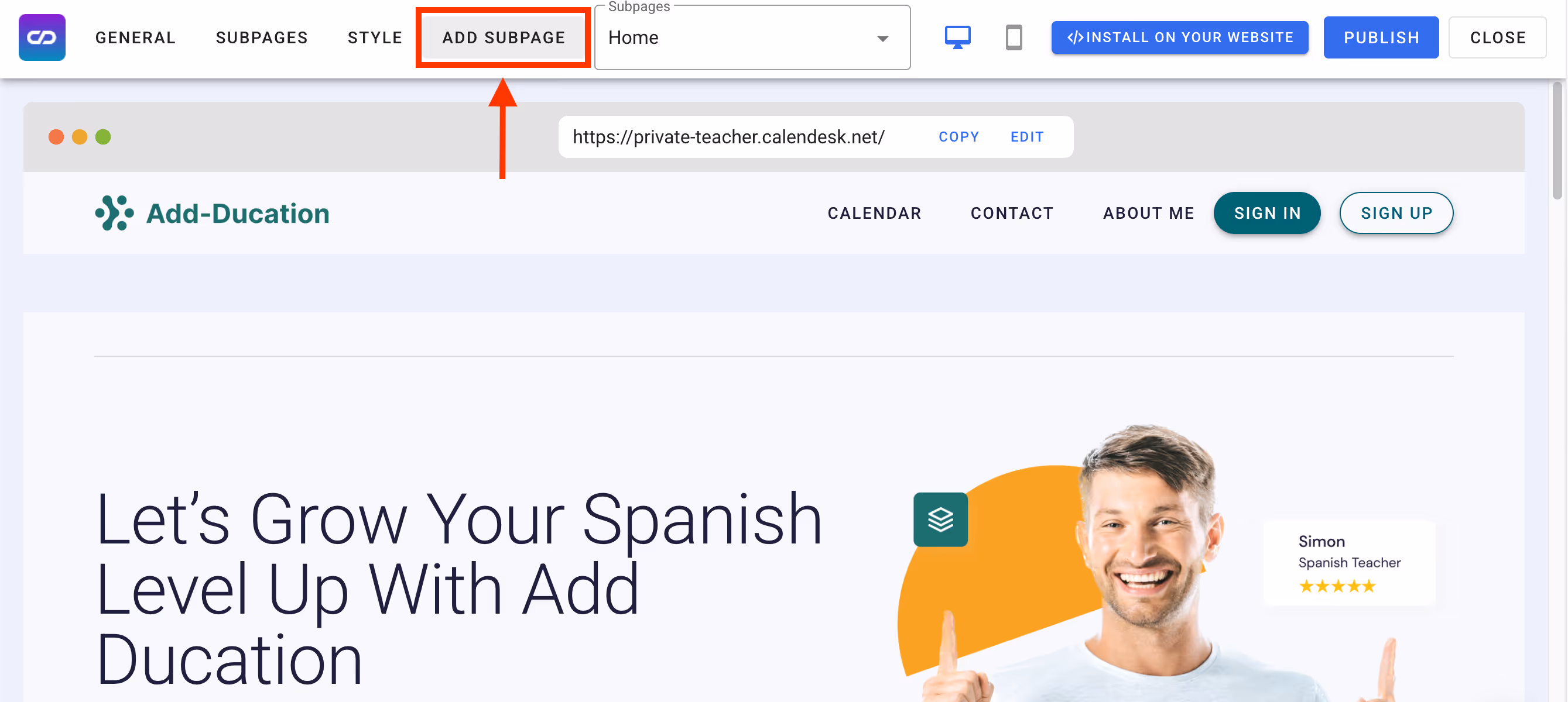 Add a ubpage.