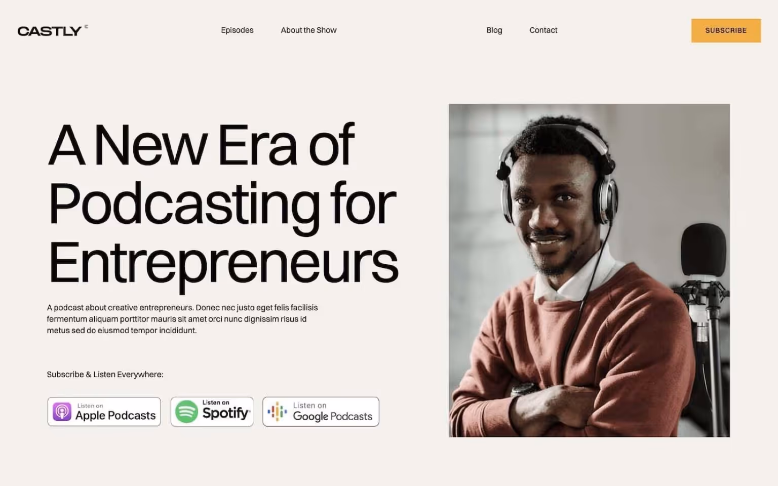 Castly is a modern and clean podcasting Webflow template made specifically for podcasters. Let your visitors connect with your content right from the start.