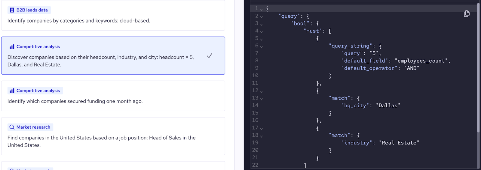 data query template