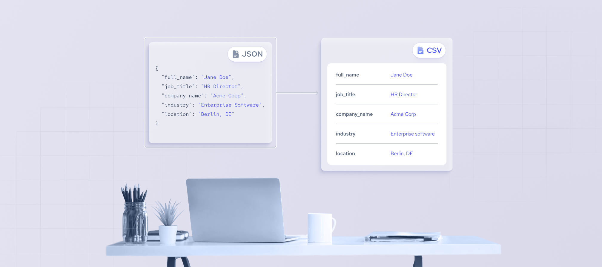json format to csv format