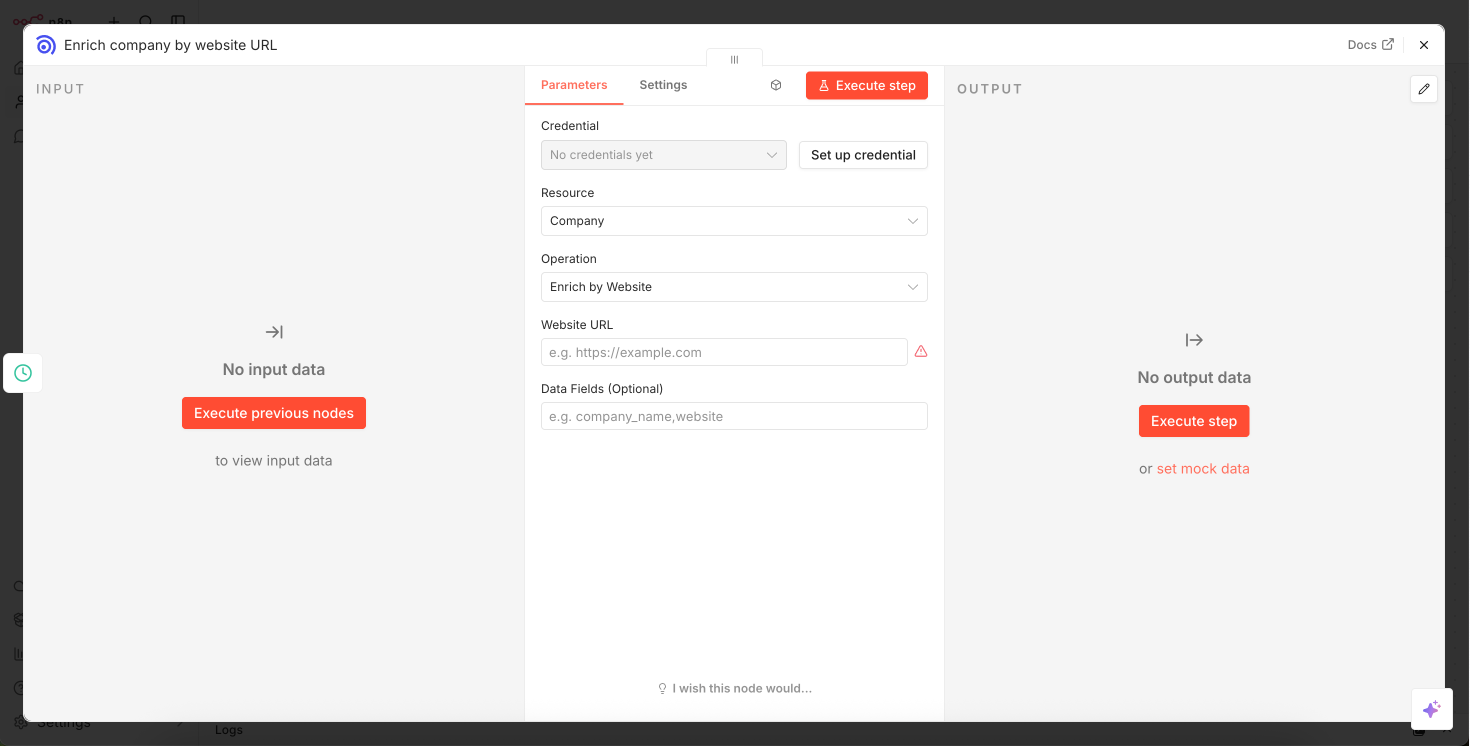 Open Node settings and click “Setup credentials."