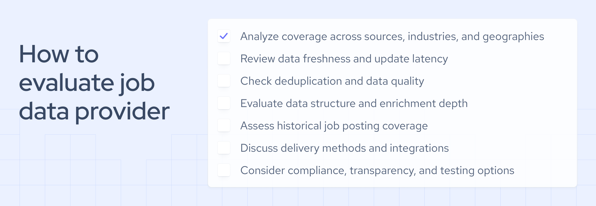 how to evaluate job data provider