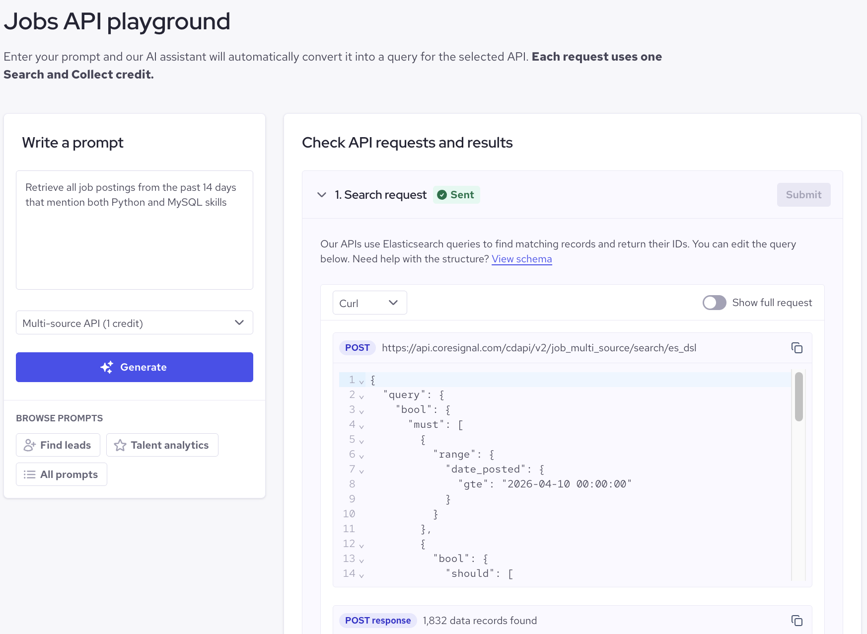 Jobs data API