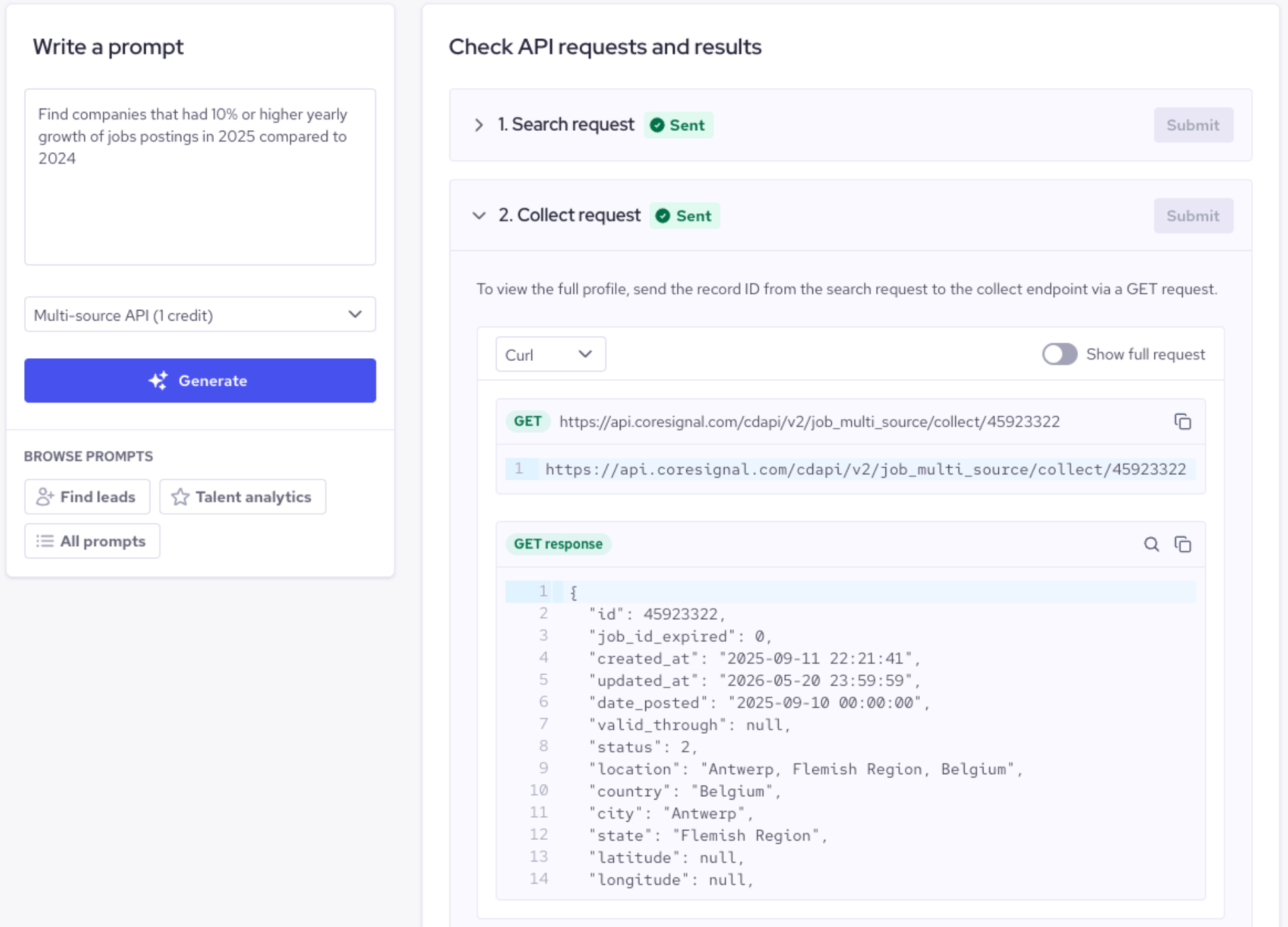 Coresignal Jobs Data API Playground