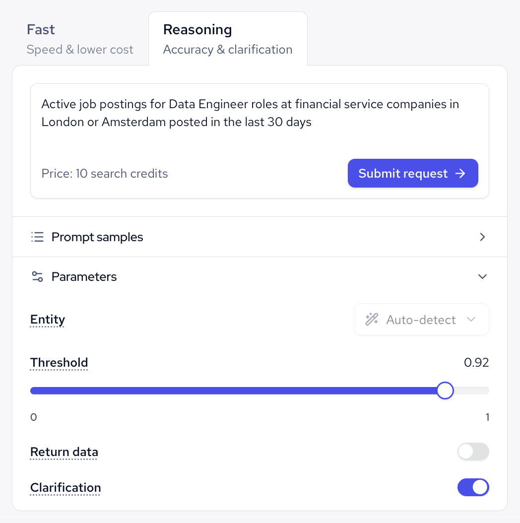 Agentic search API playground