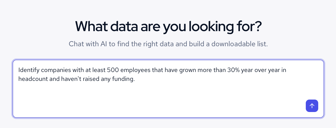 Coresignal's plain English Data Search