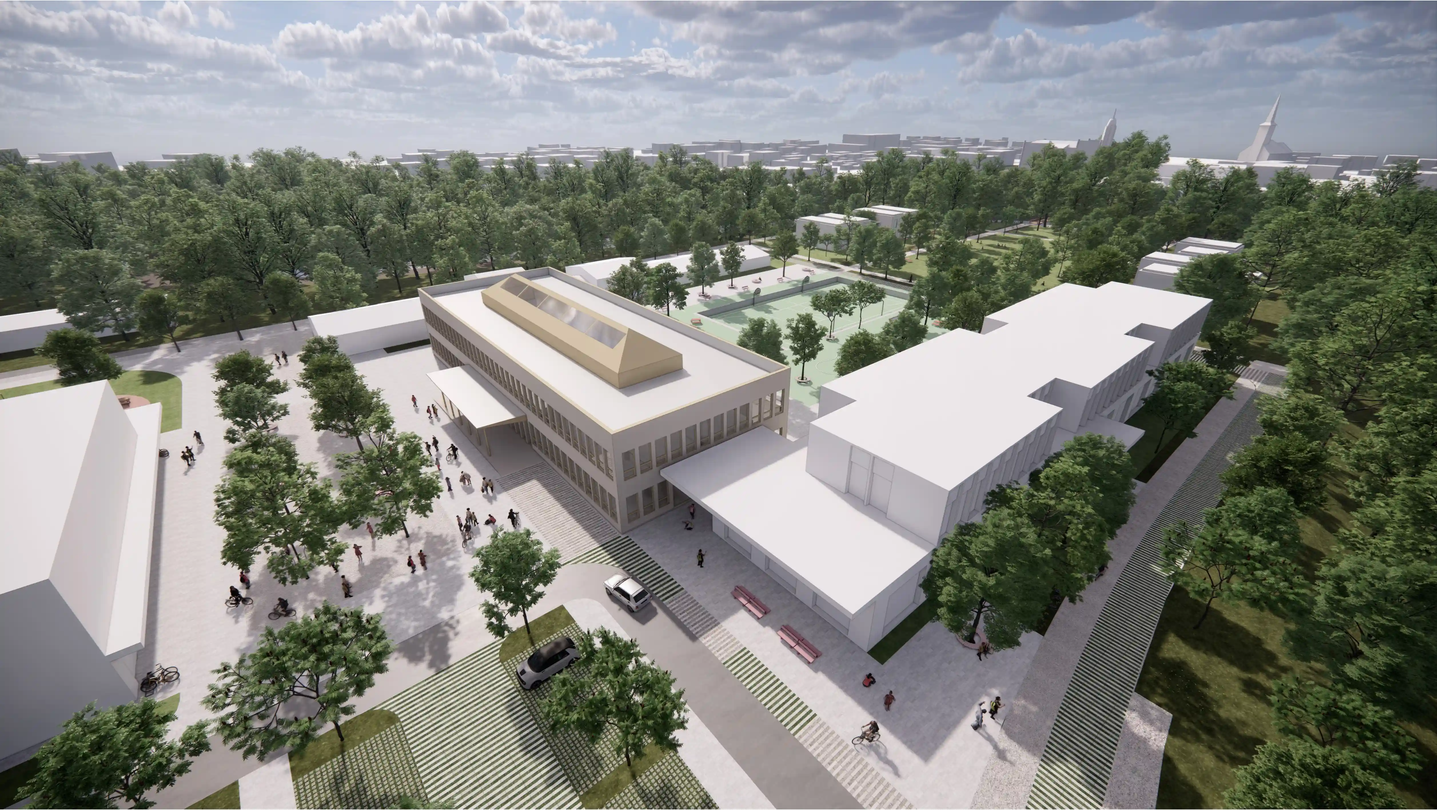 Architektonická vizualizácia nového kampusu Kolégia Antona Neuwirtha, pohľad na Citadelu.
