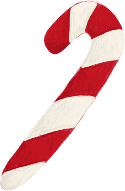 Red and white striped candy cane