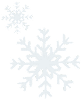 Two white snowflakes of different sizes on a transparent background.