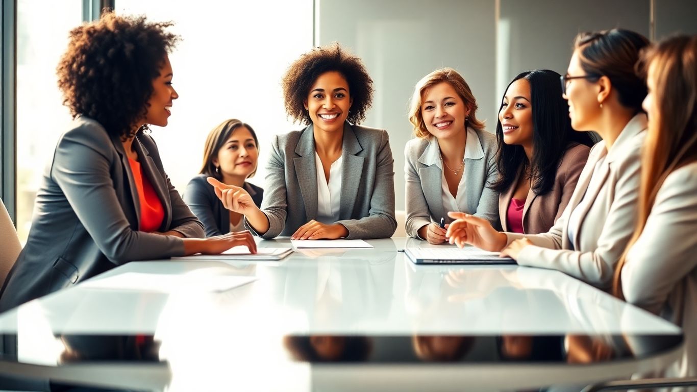 Female founders collaborating in a modern office.