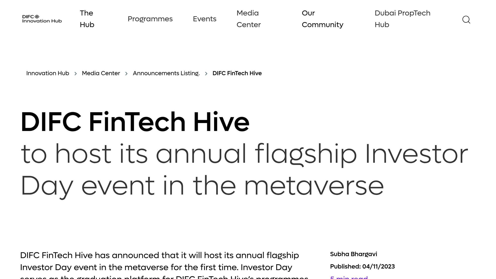 DIFC FinTech Hive