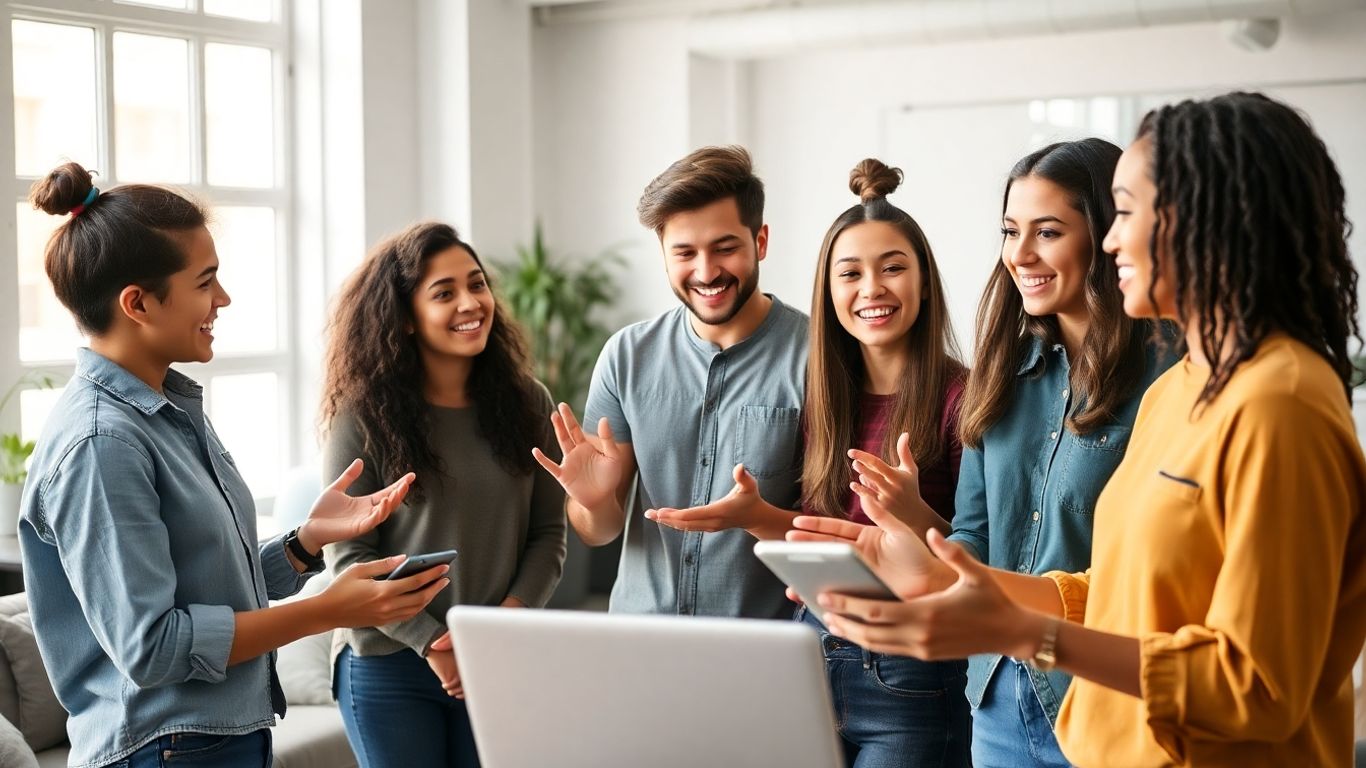 Young entrepreneurs collaborating in a modern office space.