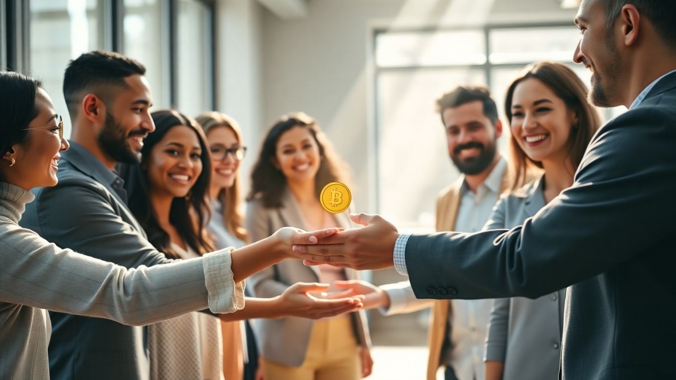 Group of people sharing investment money