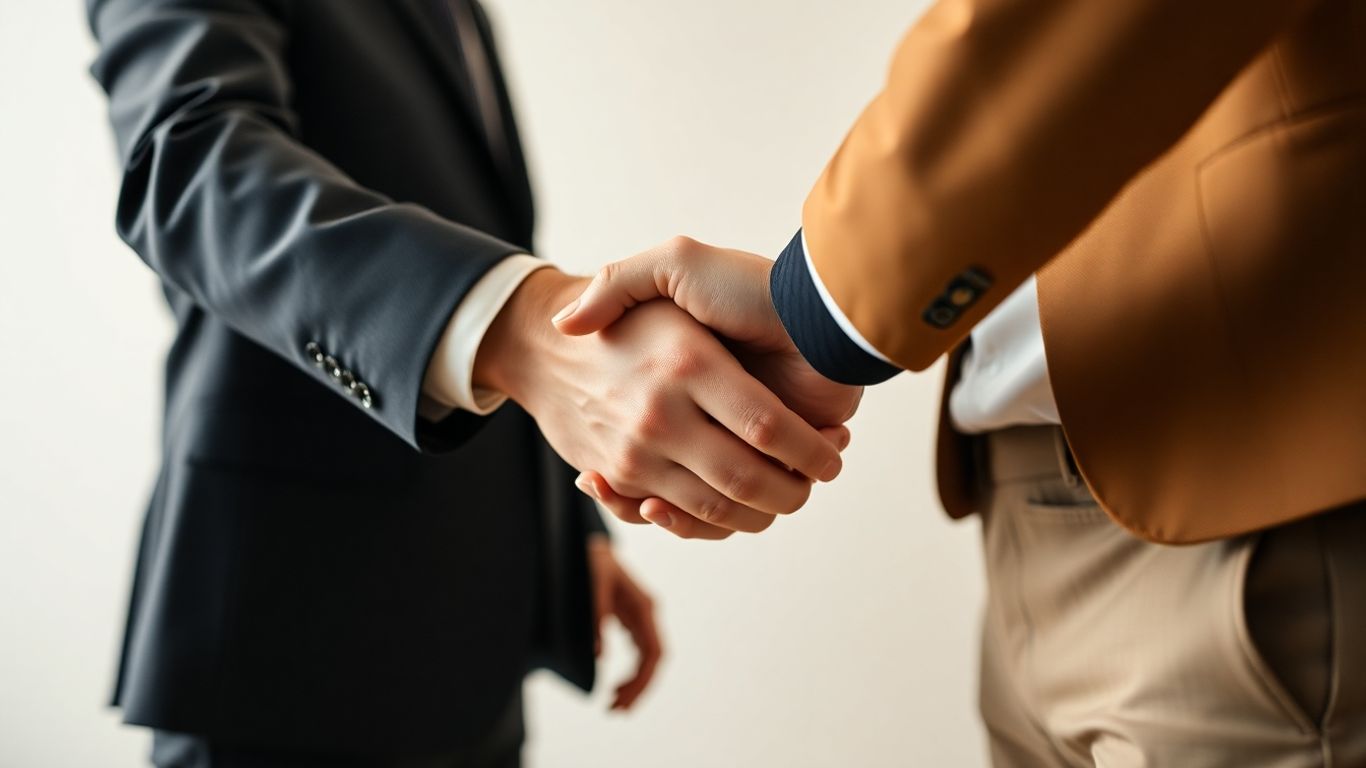 Handshake sealing a business funding agreement.