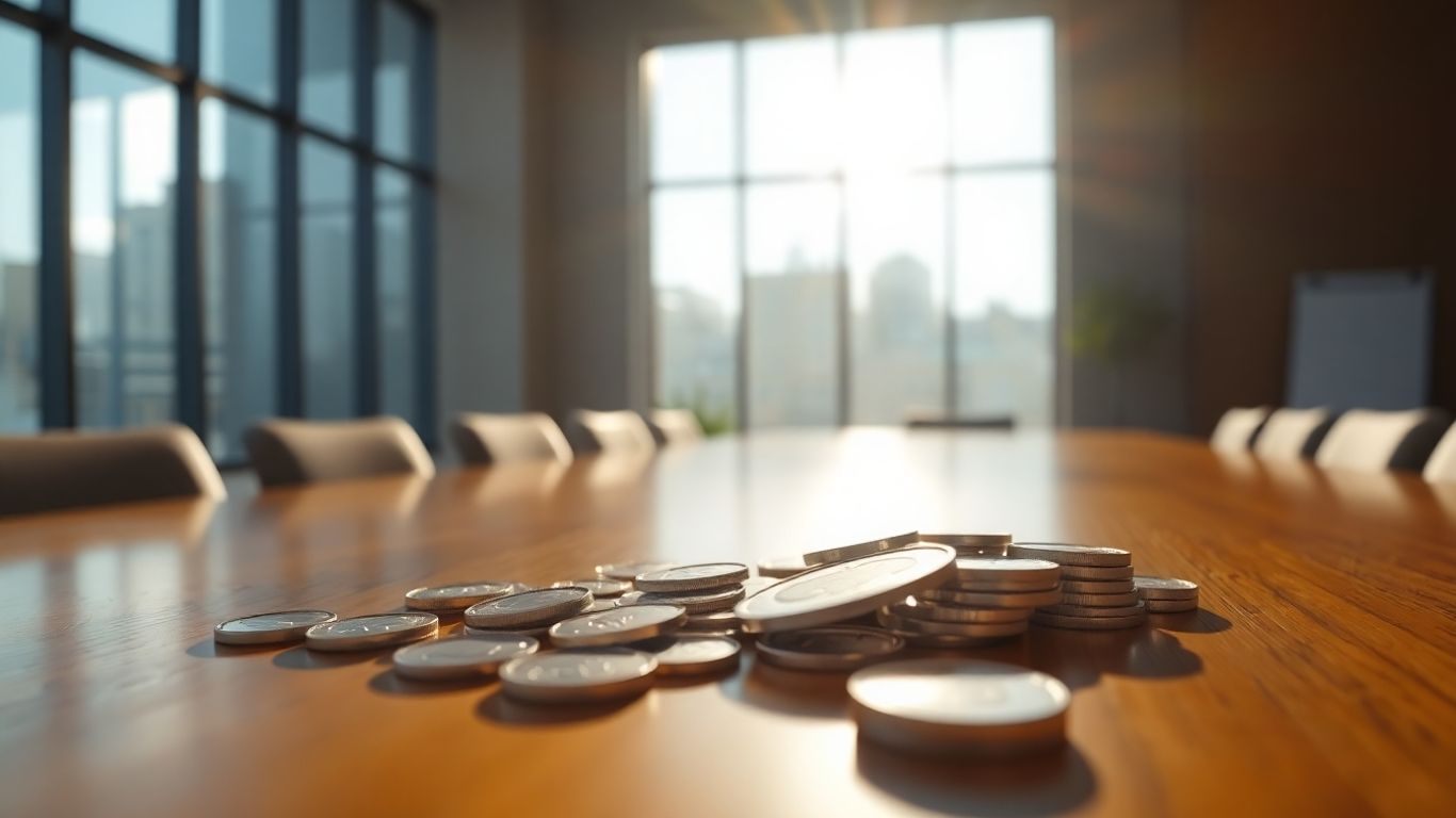 Venture capital investment sizes visualized with metallic coins.