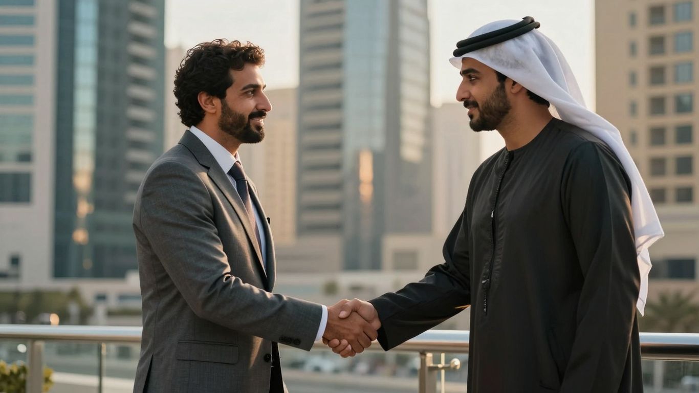 Handshake symbolizing international venture capital investment in UAE.