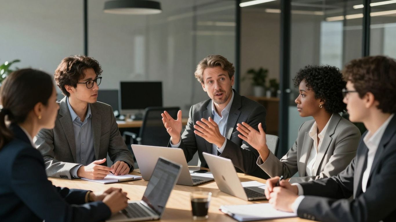 Business people collaborating in a modern office.