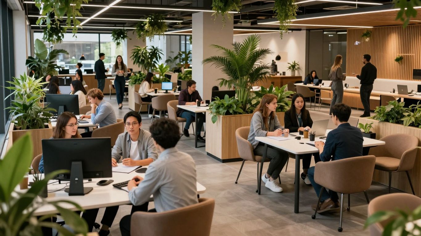 Modern FinTech accelerator innovation hub interior