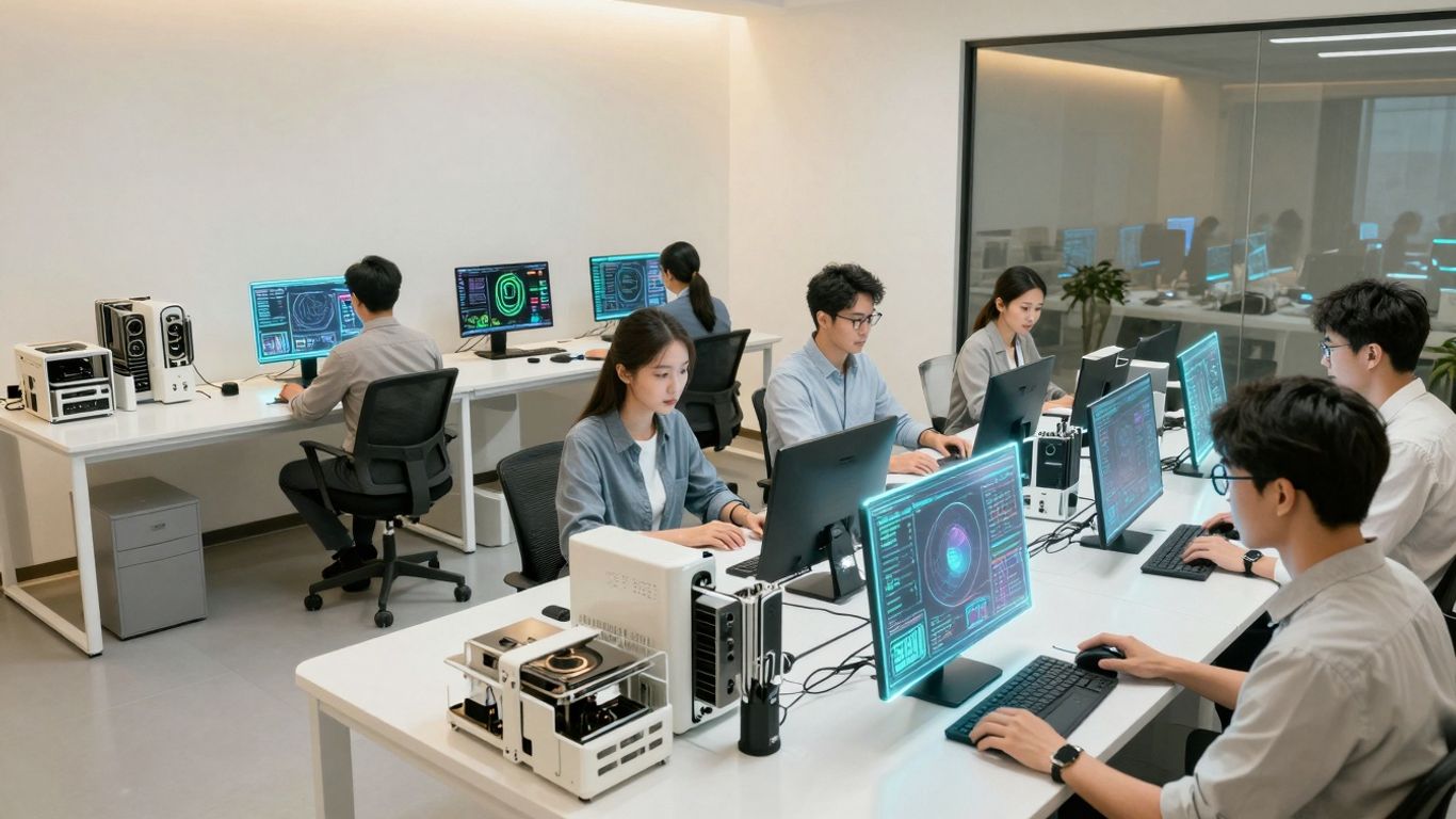 Incubator space with AI technology and collaborators.