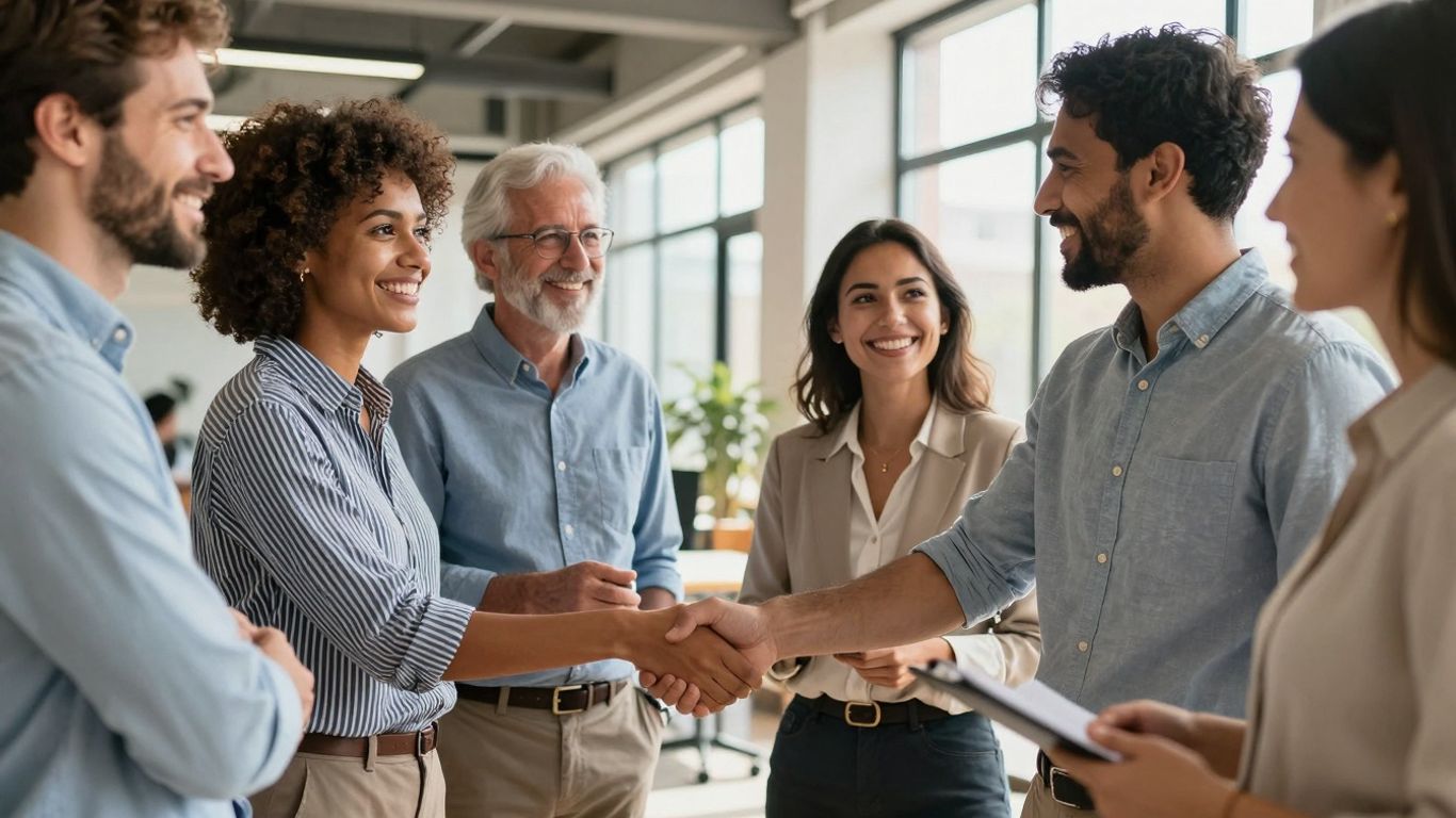 Professionals connecting and succeeding after graduation.