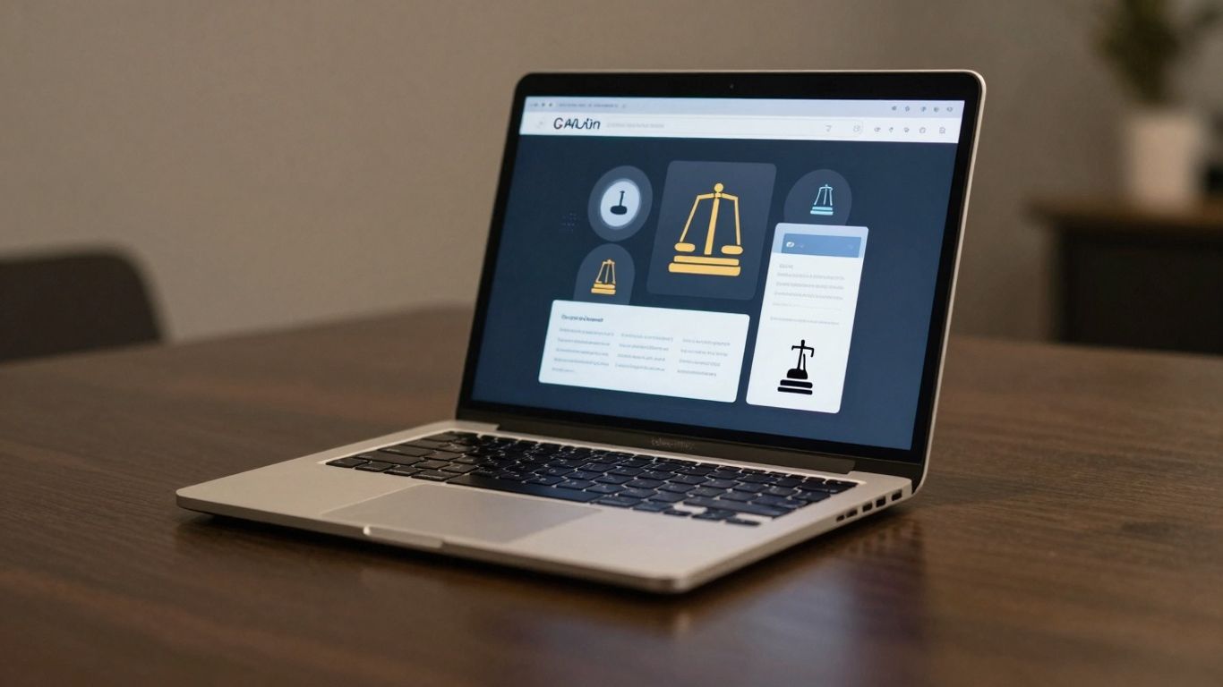 Modern laptop interface for aiLegal legal tech startup.