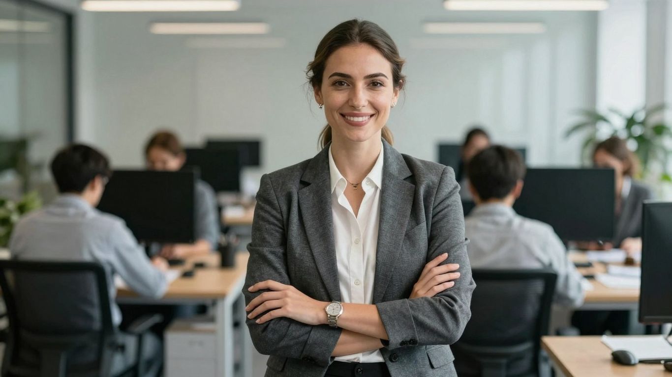 Sophia Alj, founder of Chari, in a modern office.