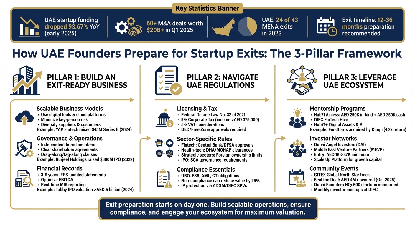 UAE Startup Exit Preparation Roadmap: 3 Key Pillars for Founders