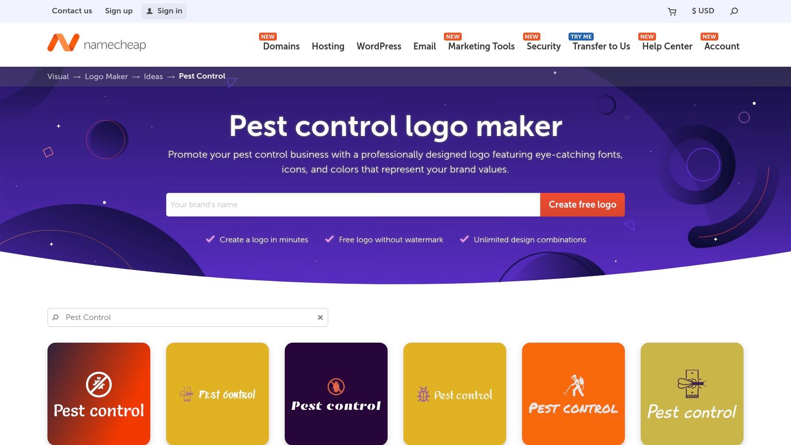 Namecheap Logo Maker – Pest Control Logos (free)