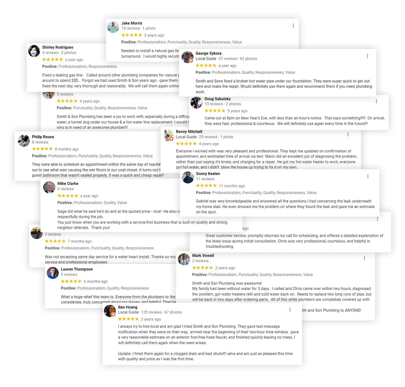 A group of Google Reviews