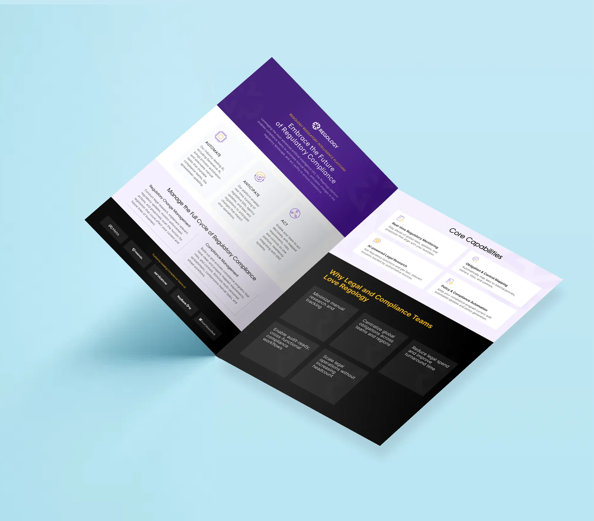 Open brochure on Regulatory Intelligence Platform describing features and benefits for compliance teams.