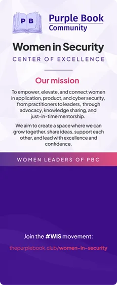 Purple Book Community Women in Security Center mission to empower and connect women in cybersecurity.