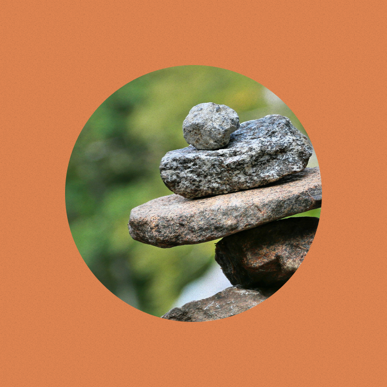 vertical pile of stones