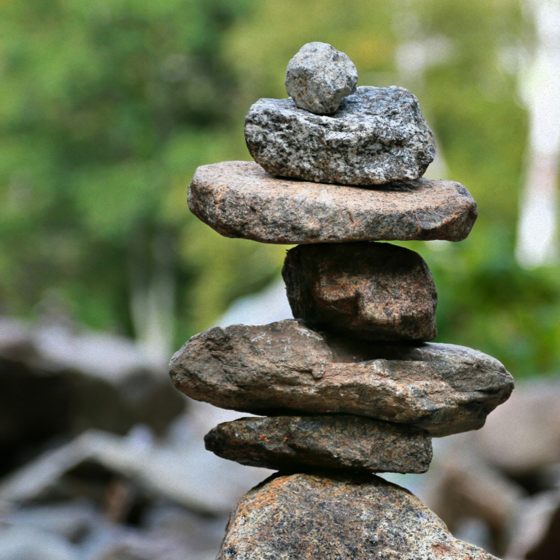 vertical pile of stones