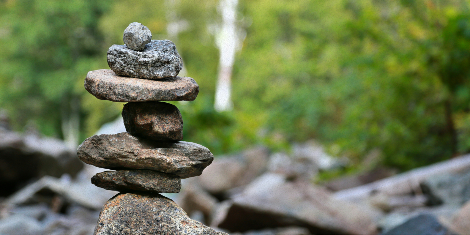 vertical pile of stones