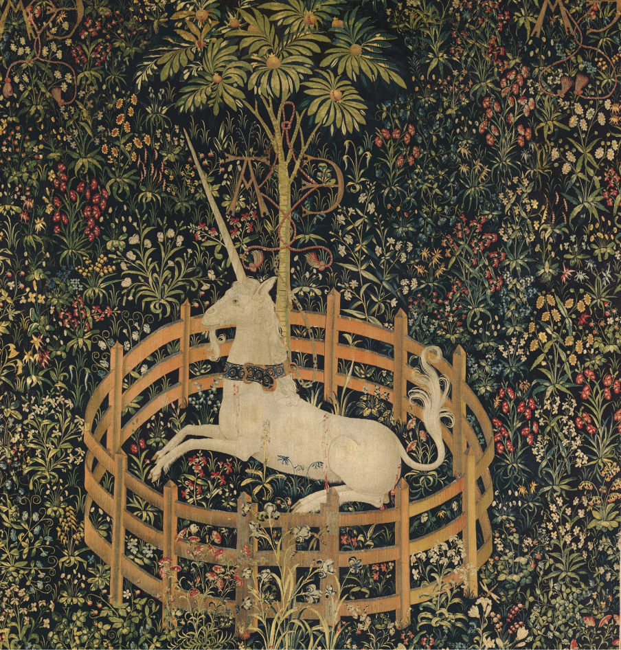 “The Unicorn Rests in a Garden” (from the Unicorn Tapestries), woven, 1495–1505