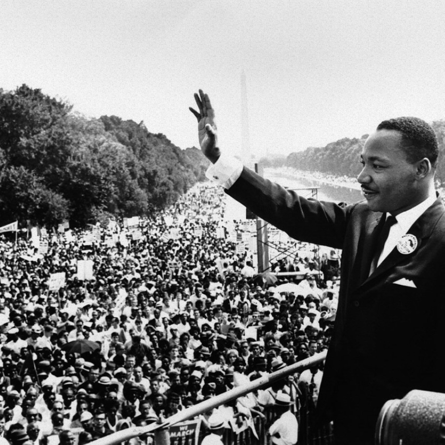 Martin Luther King Jr. addresses a crowd from the steps of the Lincoln Memorial where he delivered his famous, “I Have a Dream,” speech during the Aug. 28, 1963, march on Washington, D.C.