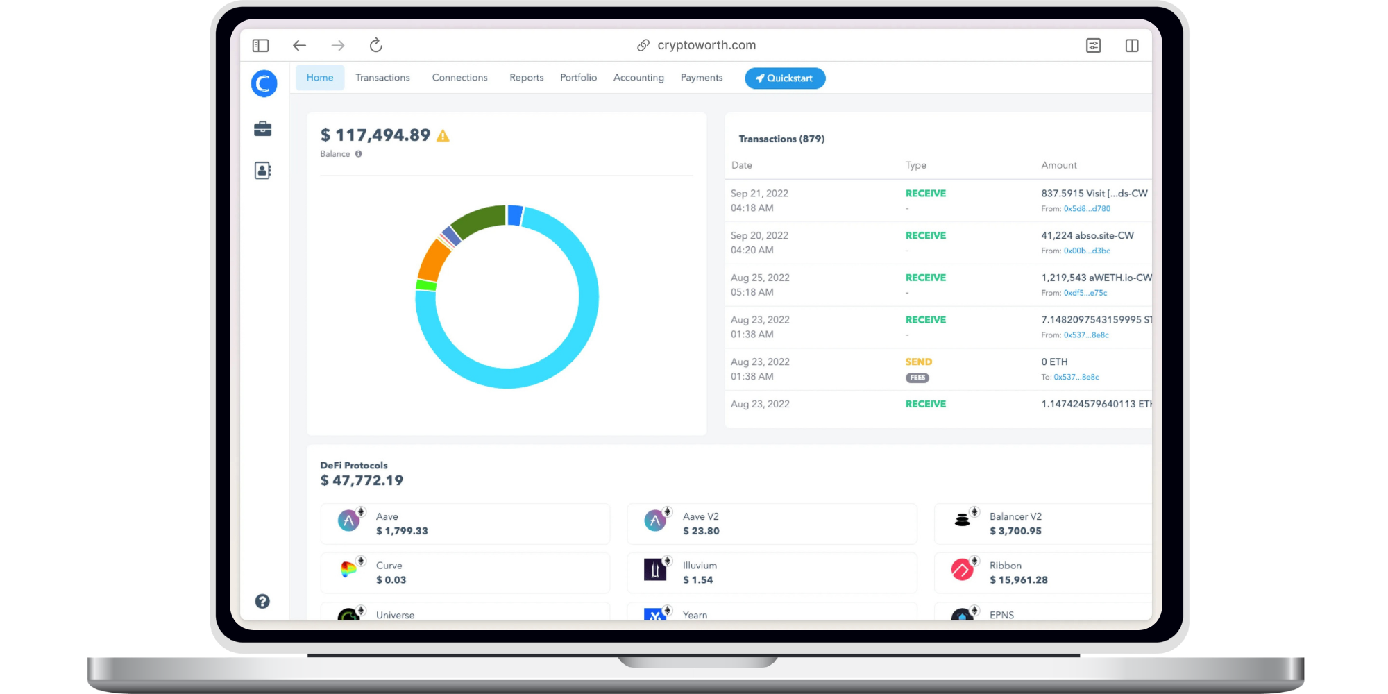 Cryptoworth crypto subledger dashboard