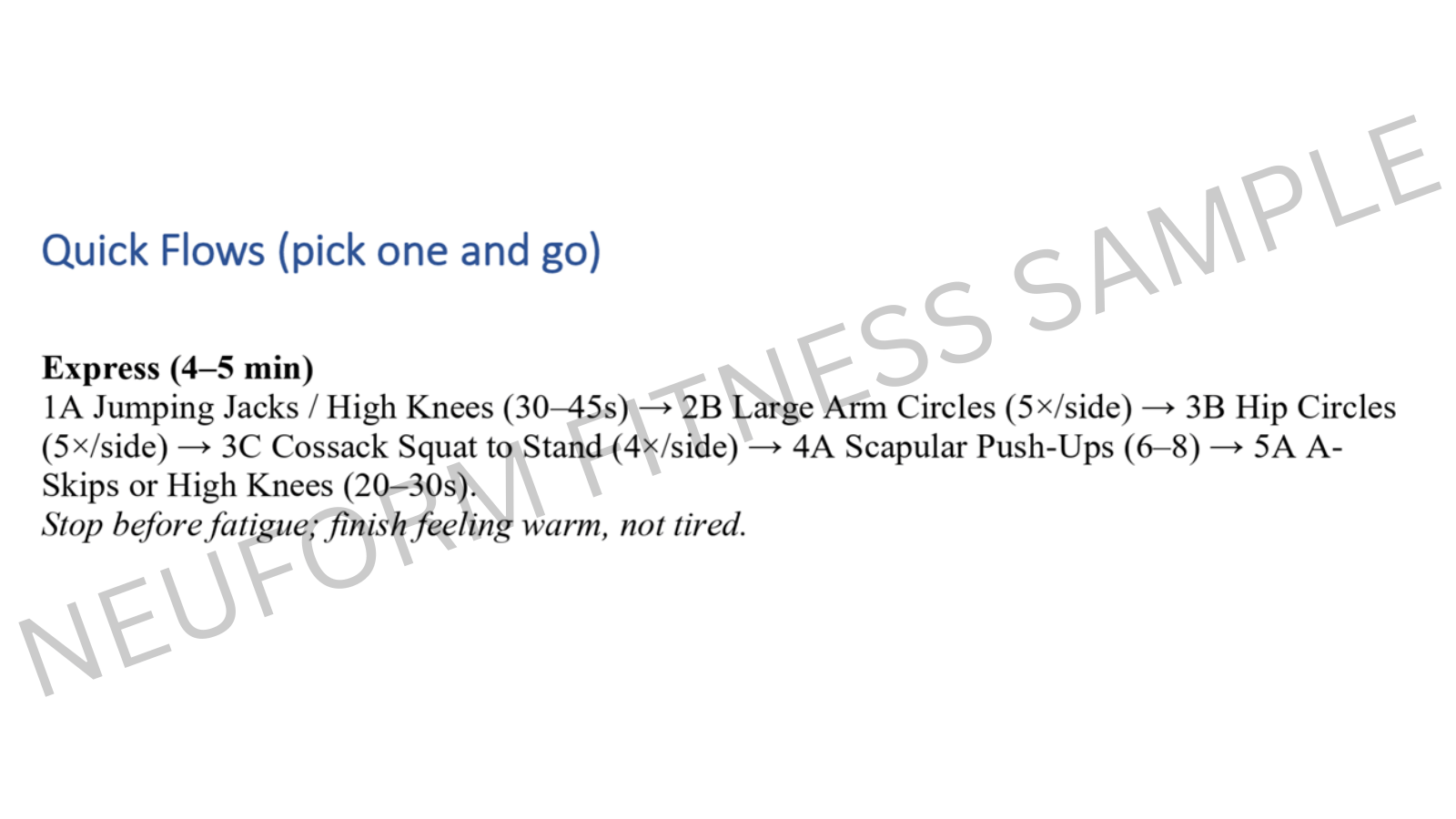 Training plan preview