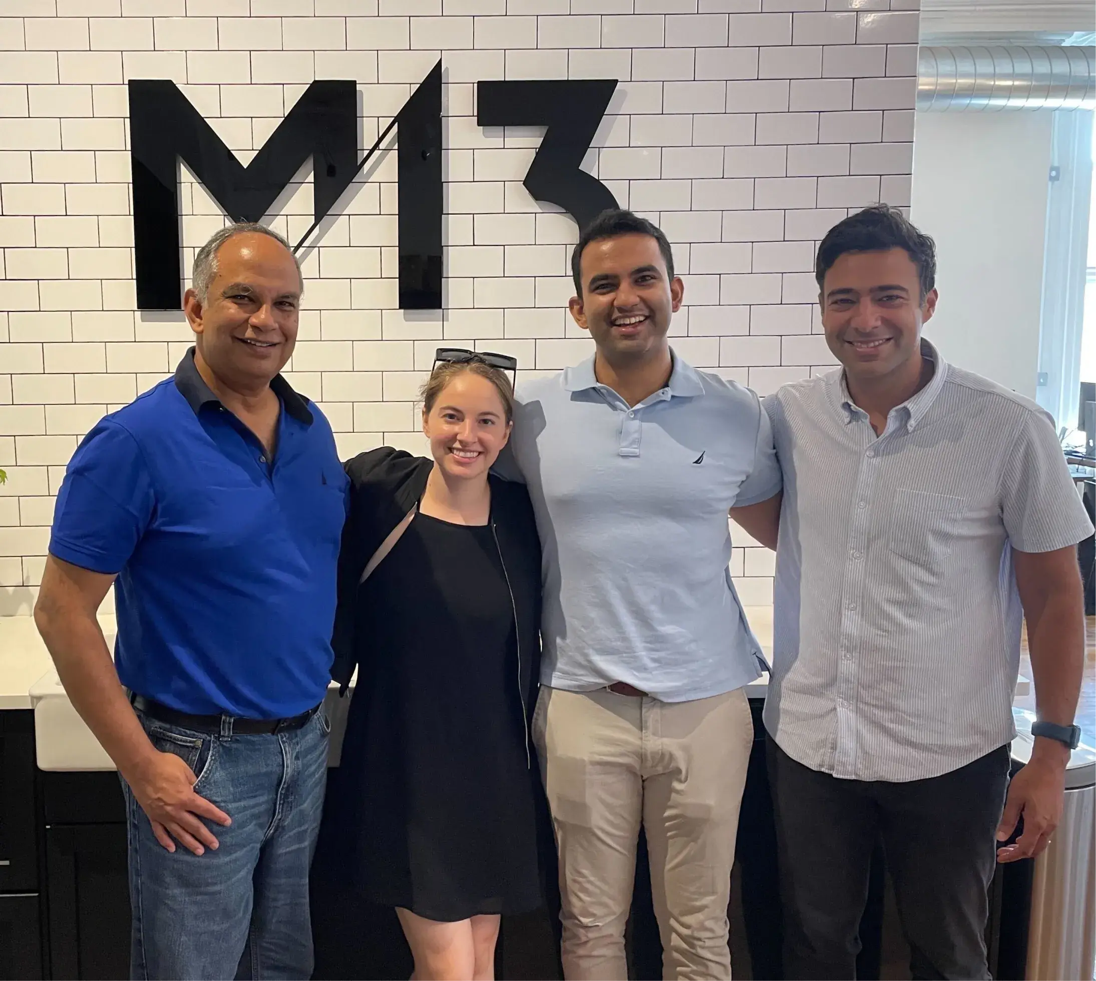 Left to right: Carenostics Co-founder & CEO Dr. Bharat Rao, M13 investor Morgan Blumberg, Carenostics Co-founder & COO Kanishka Rao, and M13 Partner Latif Peracha