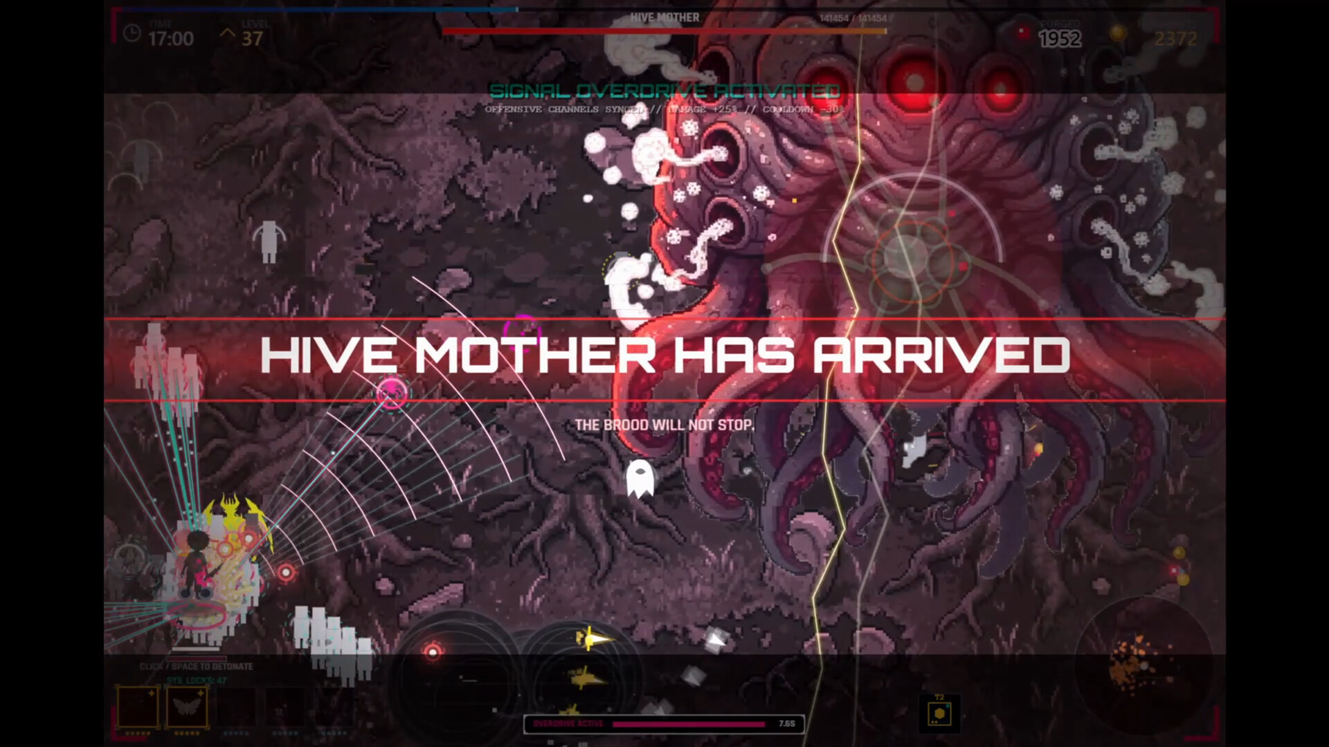 A Hive Mother boss cinematic in Hollow Signal, featuring a giant tentacled creature